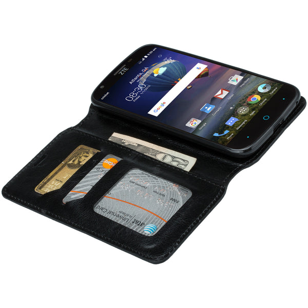 ZTE Grand X3 leather wallet case - black - www.coverlabusa.com