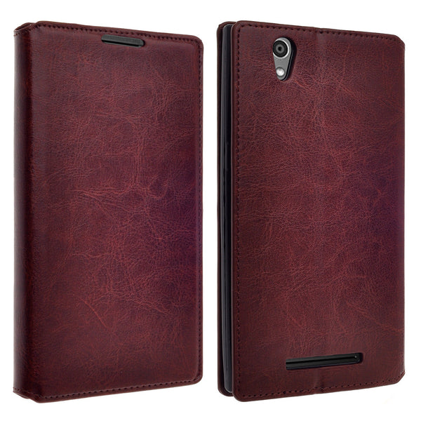 ZTE ZMAX leather wallet case - brown - www.coverlabusa.com