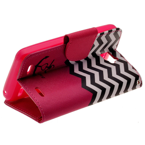 ZTE Zephyr leather wallet case - hot pink anchor - www.coverlabusa.com
