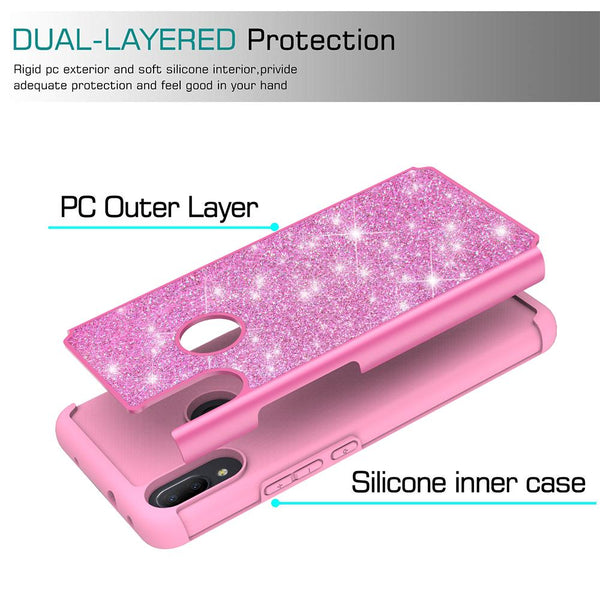 Alcatel 3V (2019) Glitter Hybrid Case - Hot Pink - www.coverlabusa.com