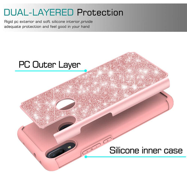 Alcatel 3V (2019) Glitter Hybrid Case - Rose Gold - www.coverlabusa.com