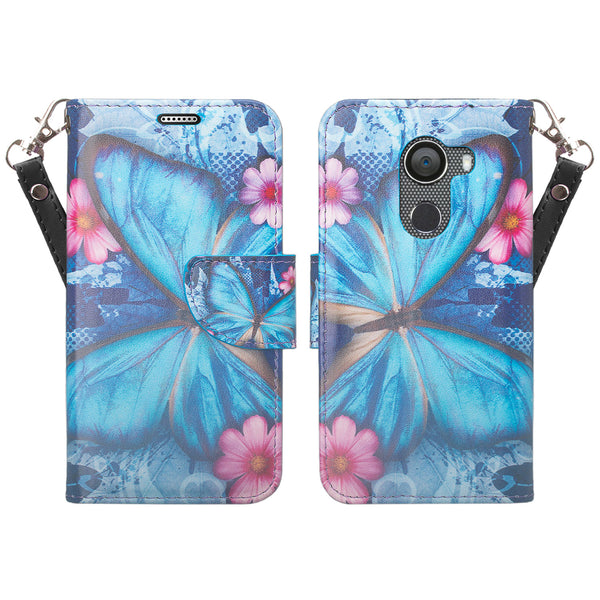 Alcatel A30 Plus Wallet Case - Blue Butterfly - www.coverlabusa.com
