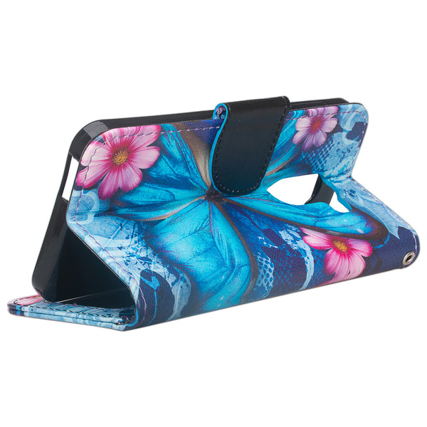 Alcatel A30 Plus Wallet Case - Blue Butterfly - www.coverlabusa.com
