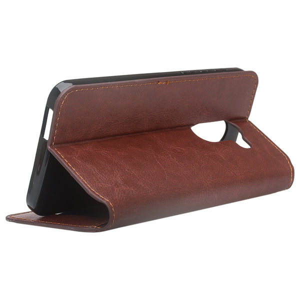 Alcatel A30 Plus Wallet Case - brown - www.coverlabusa.com