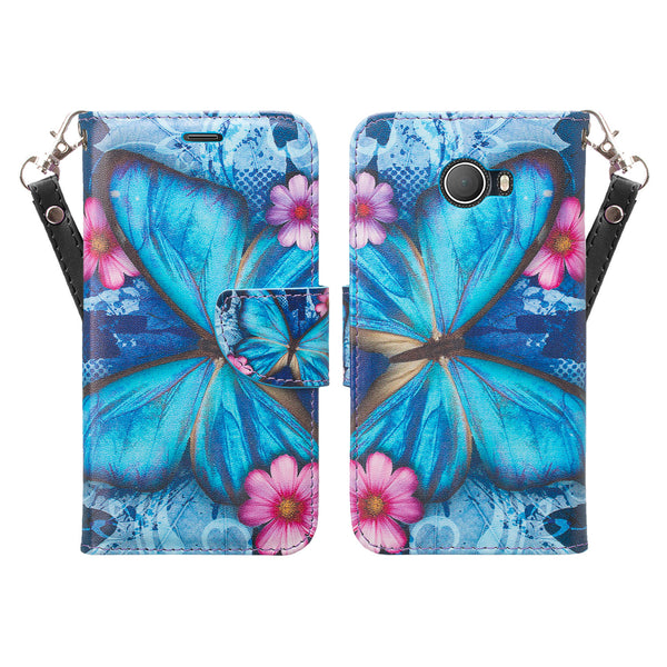 alcatel fierce xl2 wallet case - blue butterfly - www.coverlabusa.com