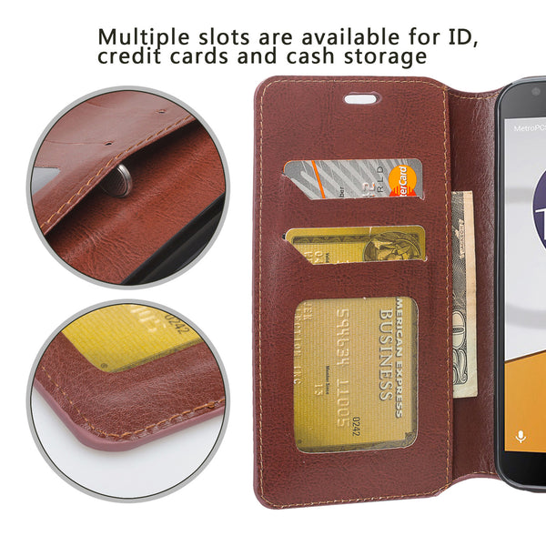 alcatel fierce xl2 wallet case - brown - www.coverlabusa.com