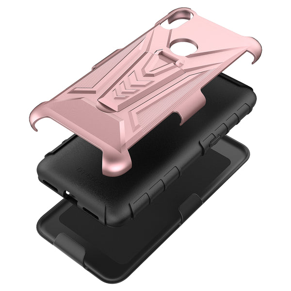 holster kickstand hyhrid phone case for alcatel jitterbug smart 3 - rose gold - www.coverlabusa.com