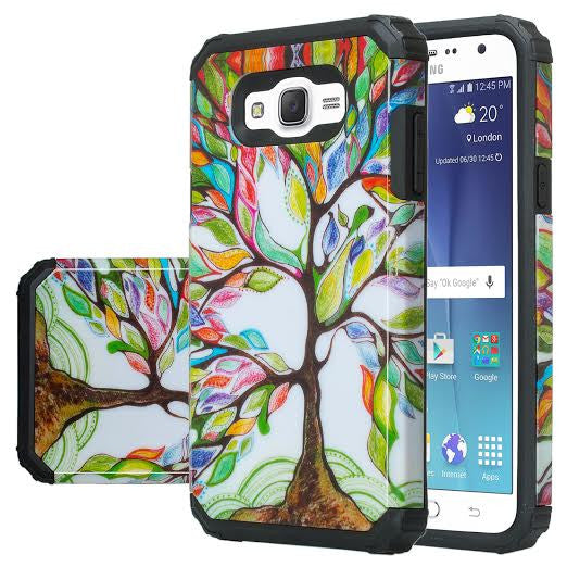 Galaxy J7 Case, Samsung Galaxy J7 [Shock Absorption /Impact Resistant] Hybrid Dual Layer Armor Defender Protective Case Cover for Galaxy J7 (Boost Mobile,Virgin,MetroPcs,TMobile), Colorful Tree, WWW.COVERLABUSA.COM