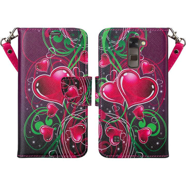 LG Stylo 2 Case, Stylo 2 V, Stylo 2 Plus Wallet Case - heart strings - www.coverlabusa.com