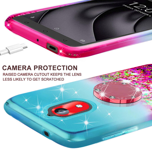 glitter ring phone case for coolpad legacy go - teal/pink gradient - www.coverlabusa.com 