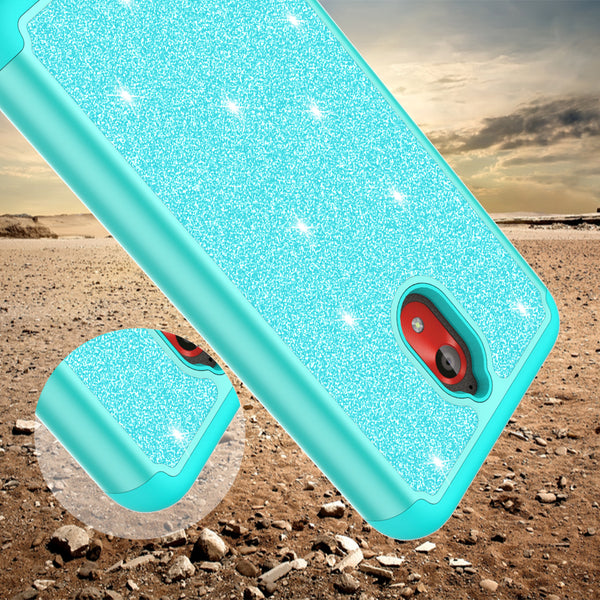 Coolpad Legacy Go Glitter Hybrid Case - Teal - www.coverlabusa.com