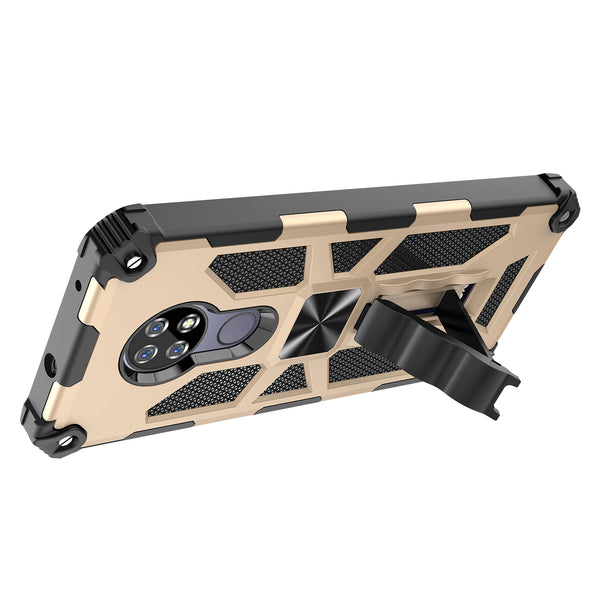 ring car mount kickstand hyhrid phone case for cricket ovation - gold - www.coverlabusa.com
