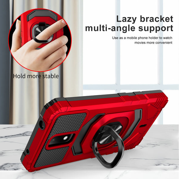 ring kickstand hyhrid phone case for cricket debut - red - www.coverlabusa.com