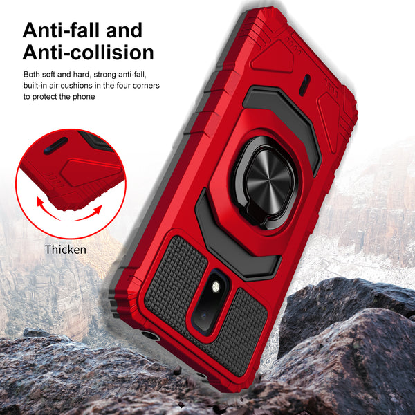 ring kickstand hyhrid phone case for cricket debut - red - www.coverlabusa.com