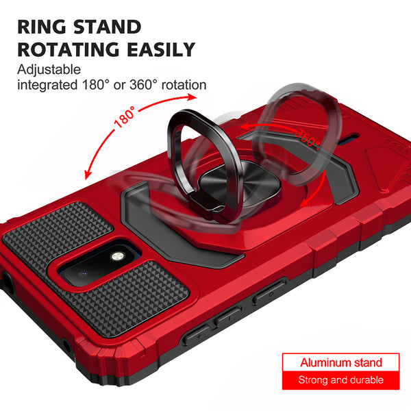 ring kickstand hyhrid phone case for cricket debut - red - www.coverlabusa.com