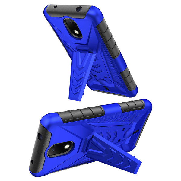 holster kickstand hyhrid phone case for cricket debut - blue - www.coverlabusa.com