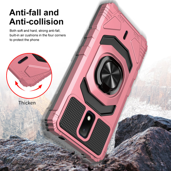 ring kickstand hyhrid phone case for cricket debut - rose gold - www.coverlabusa.com