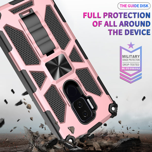 ring car mount kickstand hyhrid phone case for cricket influence - rose gold - www.coverlabusa.com