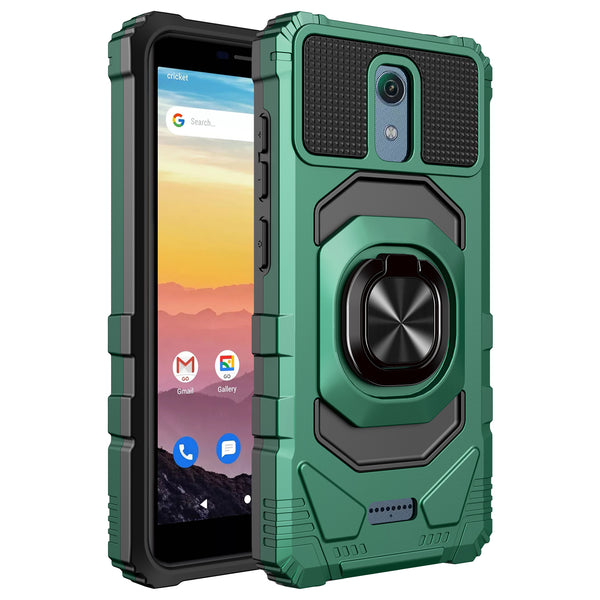 ring kickstand hyhrid phone case for cricket vision 3 - teal - www.coverlabusa.com