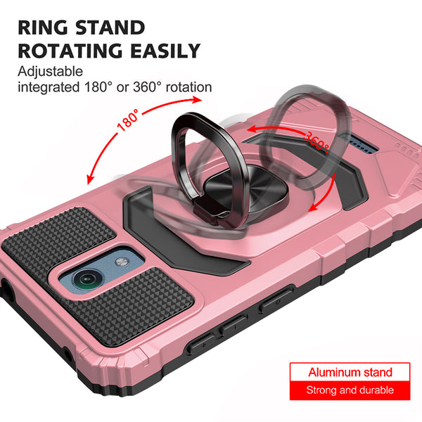 ring kickstand hyhrid phone case for cricket vision 3 - rose gold - www.coverlabusa.com