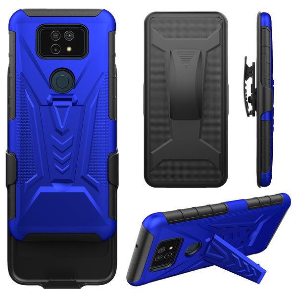 holster kickstand hyhrid phone case for cricket ovation 2 - blue- www.coverlabusa.com