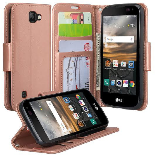 LG Optimus Zone 3 Cases | LG K4 Cases | LG Spree Cases | LG Rebel leather wallet case - rose gold - www.coverlabusa.com 