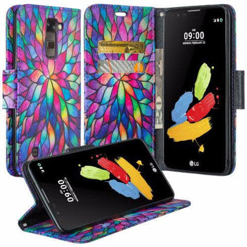 LG K10 Case / LG Premier LTE Wallet Case - rainbow flower - www.coverlabusa.com