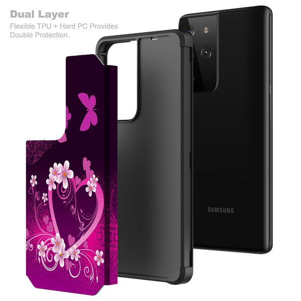 samsung galaxy s21 ultra hybrid case - heart butterfly - www.coverlabusa.com