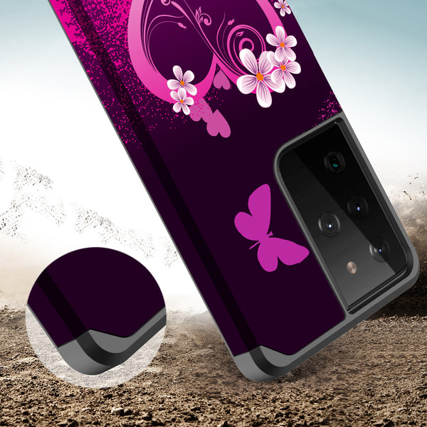 samsung galaxy s21 ultra hybrid case - heart butterfly - www.coverlabusa.com