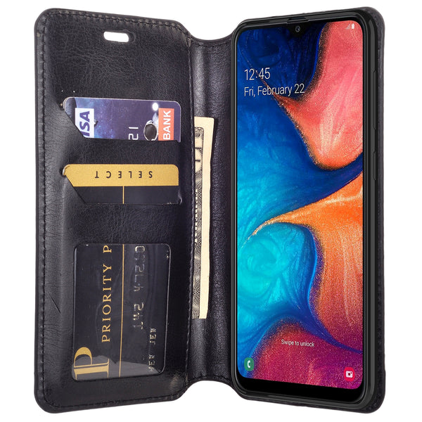 samsung galaxy a20 wallet case - black - www.coverlabusa.com