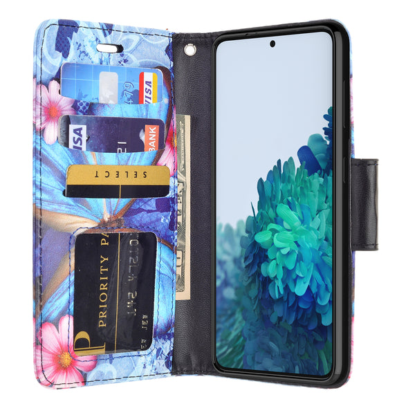 samsung galaxy s21 plus wallet case - blue butterfly - www.coverlabusa.com