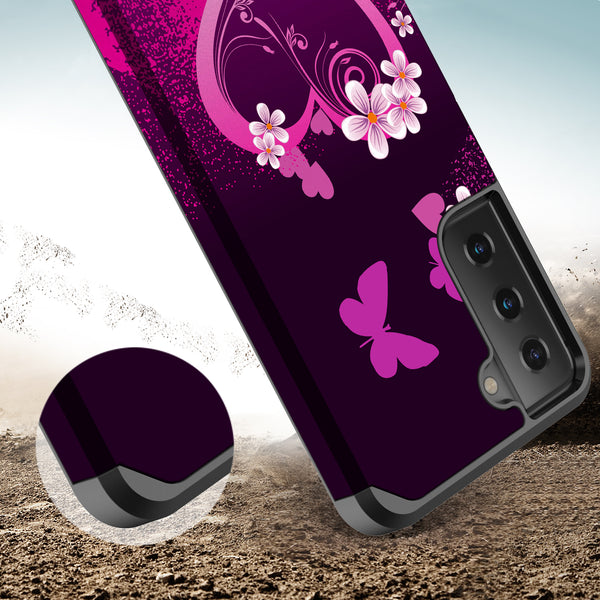 samsung galaxy s21 hybrid case - heart butterflies - www.coverlabusa.com