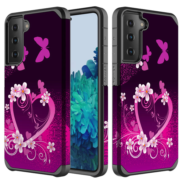 samsung galaxy s21 hybrid case - heart butterflies - www.coverlabusa.com