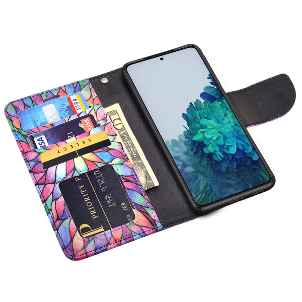 samsung galaxy s21 plus wallet case - rainbow flower - www.coverlabusa.com