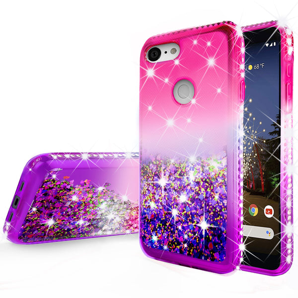 glitter phone case for google pixel 3a xl - hot pink/purple gradient - www.coverlabusa.com 