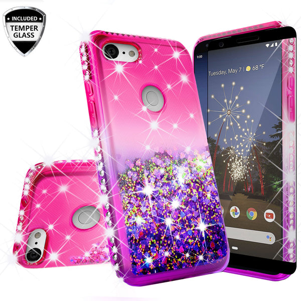 glitter phone case for google pixel 3a - hot pink/purple gradient - www.coverlabusa.com 