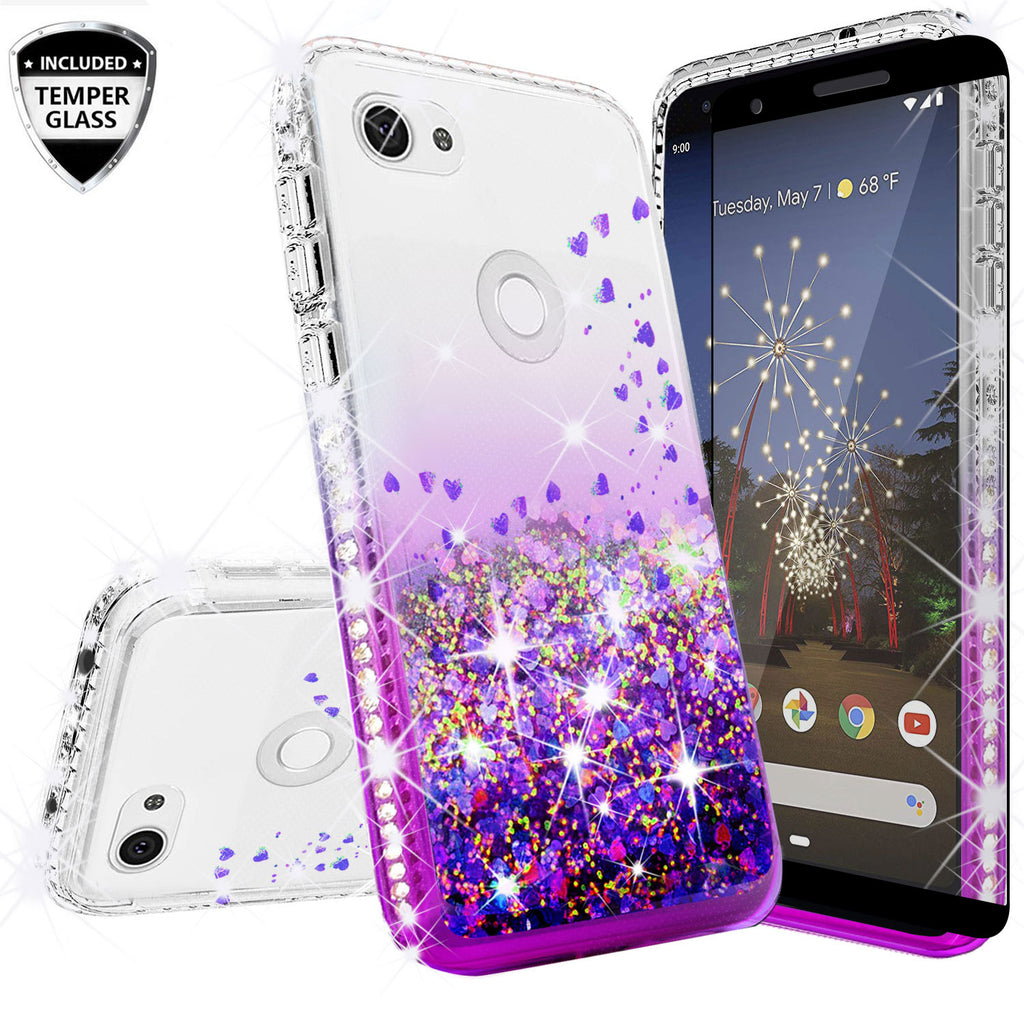 clear liquid phone case for google pixel 3a xl - purple - www.coverlabusa.com