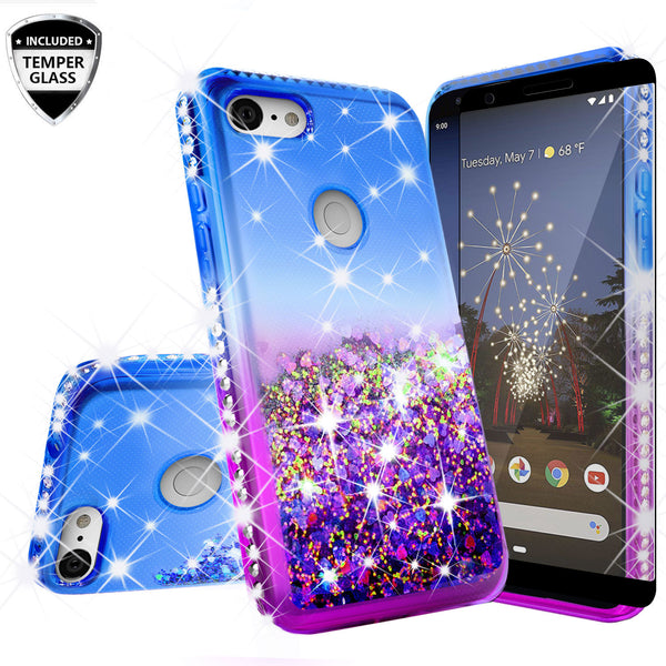 glitter phone case for google pixel 3a xl - blue/purple gradient - www.coverlabusa.com 