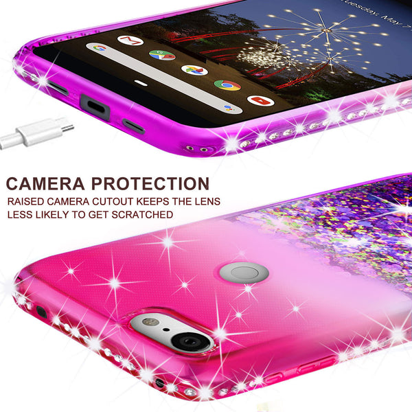 glitter phone case for google pixel 3a - hot pink/purple gradient - www.coverlabusa.com 