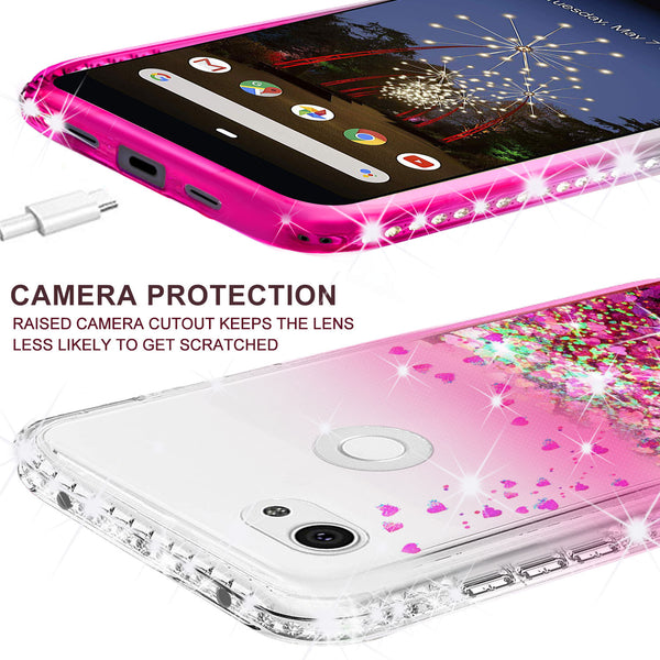 clear liquid phone case for google pixel 3a - hot pink - www.coverlabusa.com