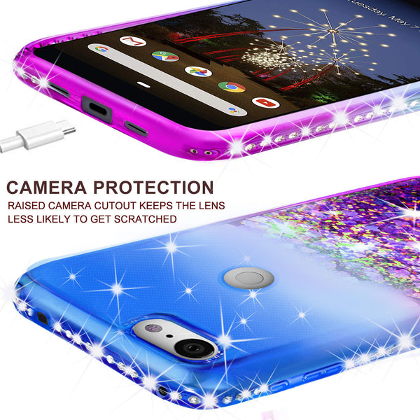 glitter phone case for google pixel 3a - blue/purple gradient - www.coverlabusa.com 