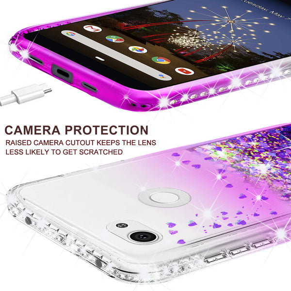 clear liquid phone case for google pixel 3a - purple - www.coverlabusa.com