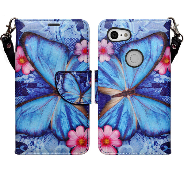 google pixel 3a xl wallet case - blue butterfly - www.coverlabusa.com