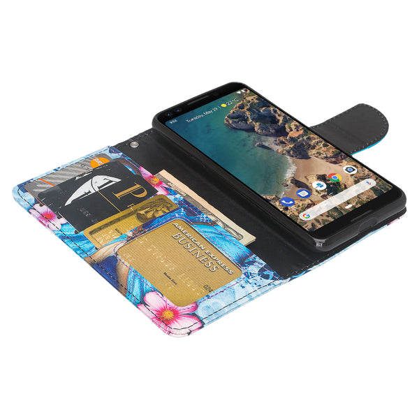 Google Pixel 3 XL Wallet Case - blue butterfly - www.coverlabusa.com