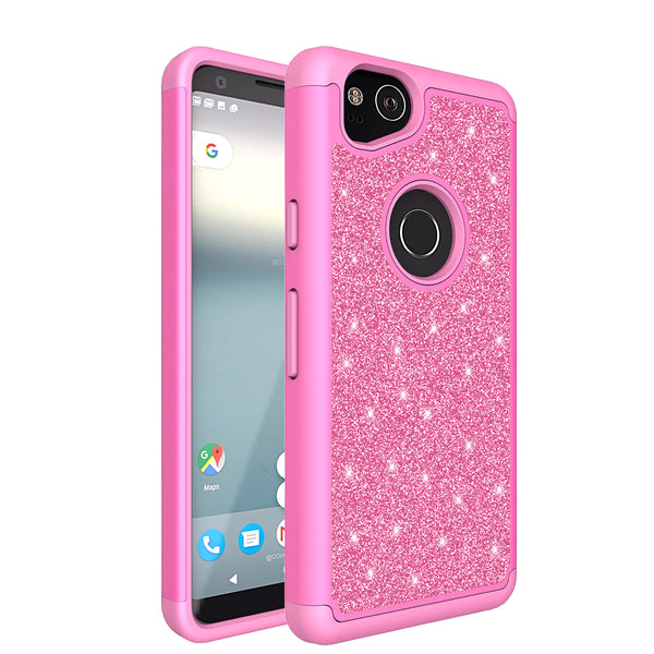 Google Pixel 2 Glitter Hybrid Case - Hot Pink - www.coverlabusa.com