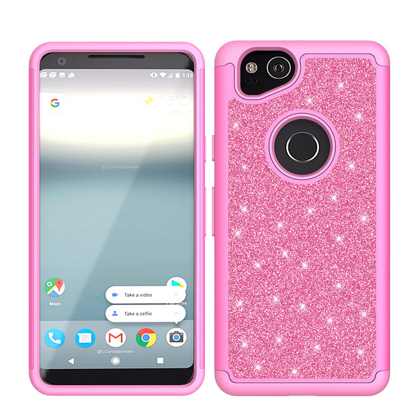 Google Pixel 2 Glitter Hybrid Case - Hot Pink - www.coverlabusa.com