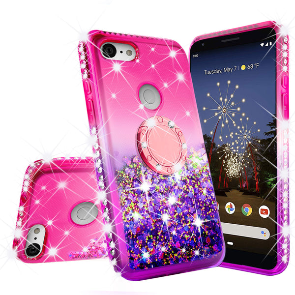glitter phone case for google pixel 3a - hot pink/purple gradient - www.coverlabusa.com