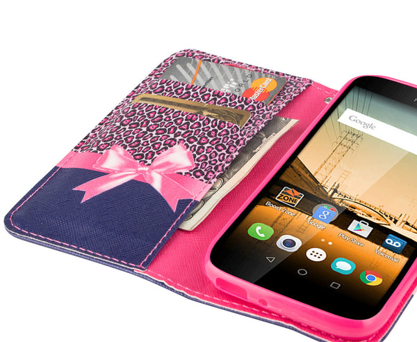 Huawei Union Wallet Case [Card Slots + Money Pocket + Kickstand] and Strap - Cheetah Prints