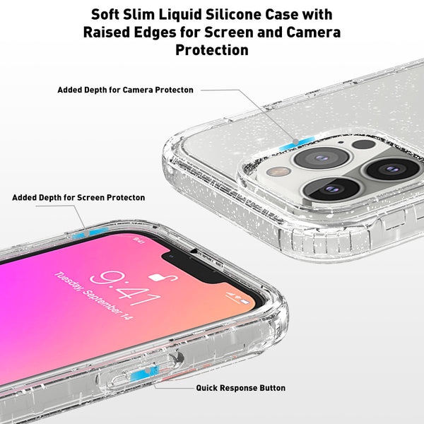 apple iphone 13 full-body tpu case - glitter silver - www.coverlabusa.com