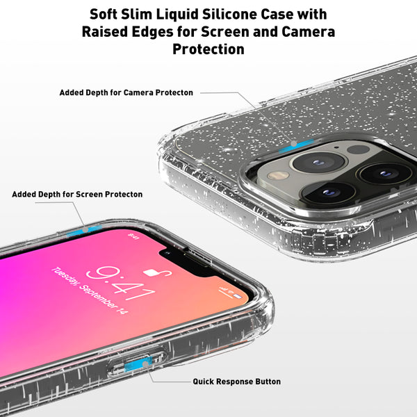 apple iphone 12 pro max full-body tpu case - glitter silver - www.coverlabusa.com